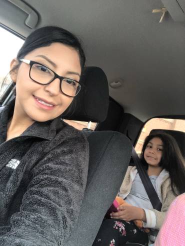 Brenda Sanchez enjoying herself with her daughter in the car